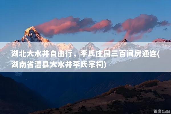 湖北大水井自由行，李氏庄园三百间房通连(湖南省澧县大水井李氏宗祠)